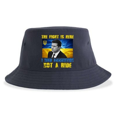 The Fight Is Here I Need Ammunition, Not A Ride Volodymyr Zelensky Ukraine Sustainable Bucket Hat