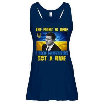The Fight Is Here I Need Ammunition, Not A Ride Volodymyr Zelensky Ukraine Ladies Essential Flowy Tank