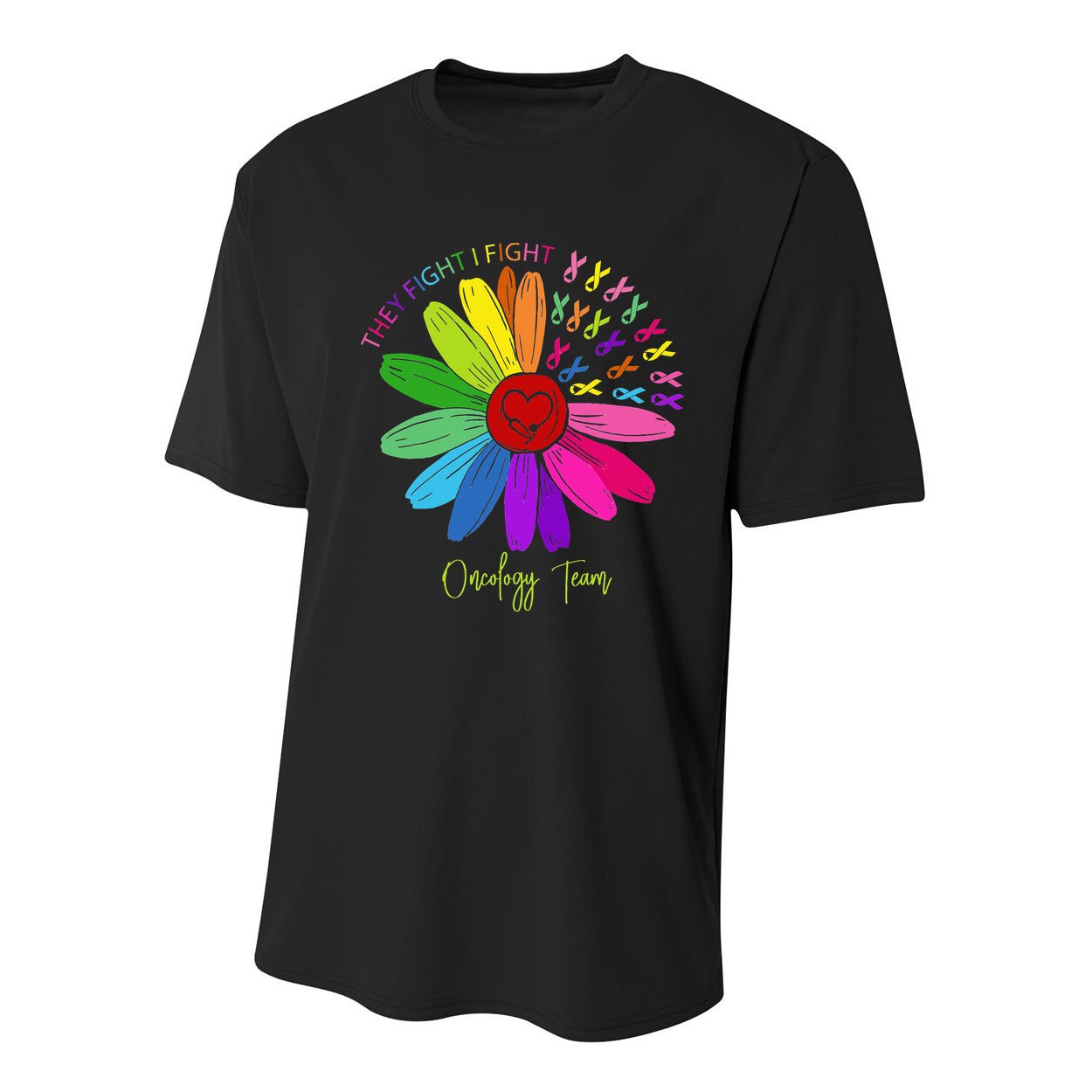 They Fight I Fight Oncology Team Sunflower Oncology Nurse Youth Performance Sprint T-Shirt