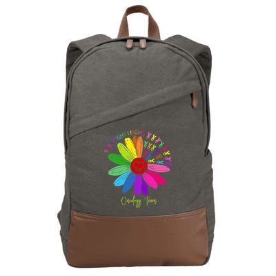 They Fight I Fight Oncology Team Sunflower Oncology Nurse Cotton Canvas Backpack