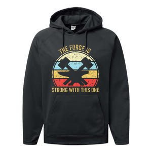 The Forge Is Strong With This One Funny Blacksmith Performance Fleece Hoodie