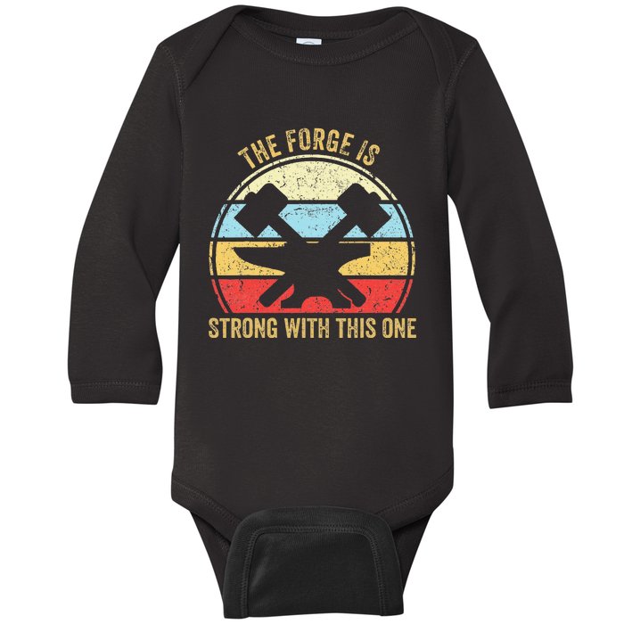 The Forge Is Strong With This One Funny Blacksmith Baby Long Sleeve Bodysuit