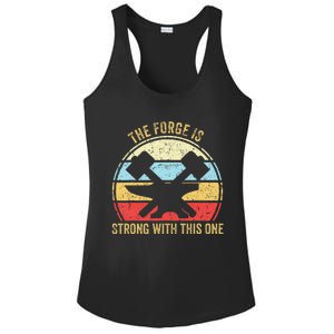 The Forge Is Strong With This One Funny Blacksmith Ladies PosiCharge Competitor Racerback Tank