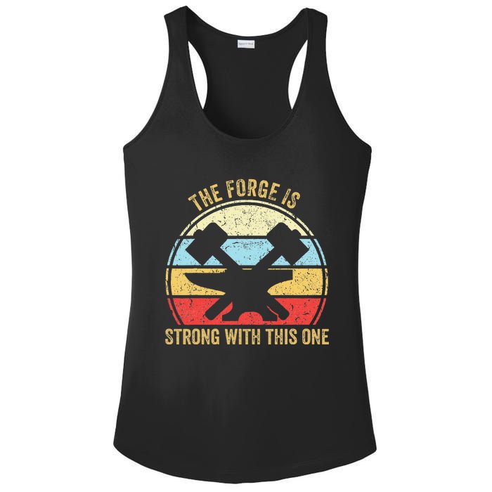 The Forge Is Strong With This One Funny Blacksmith Ladies PosiCharge Competitor Racerback Tank