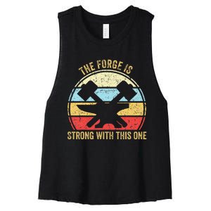 The Forge Is Strong With This One Funny Blacksmith Women's Racerback Cropped Tank