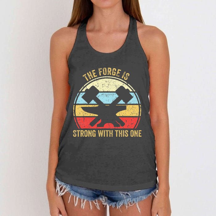 The Forge Is Strong With This One Funny Blacksmith Women's Knotted Racerback Tank