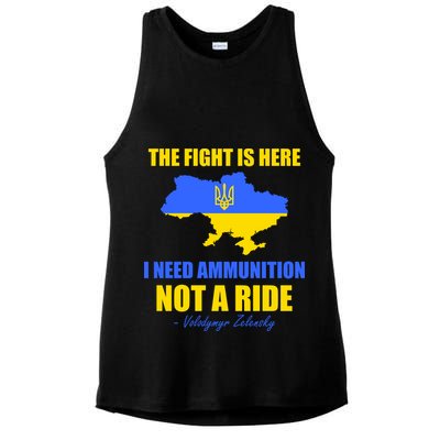 The Fight Is Here I Need Ammunition, Not A Ride Support Ukraine Ladies PosiCharge Tri-Blend Wicking Tank