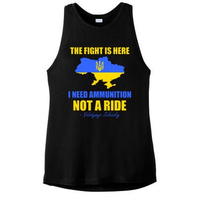 The Fight Is Here I Need Ammunition, Not A Ride Support Ukraine Ladies PosiCharge Tri-Blend Wicking Tank