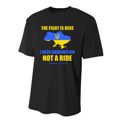 The Fight Is Here I Need Ammunition, Not A Ride Support Ukraine Youth Performance Sprint T-Shirt