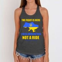 The Fight Is Here I Need Ammunition, Not A Ride Support Ukraine Women's Knotted Racerback Tank