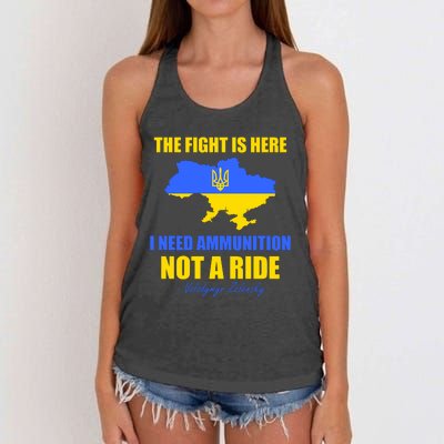 The Fight Is Here I Need Ammunition, Not A Ride Support Ukraine Women's Knotted Racerback Tank