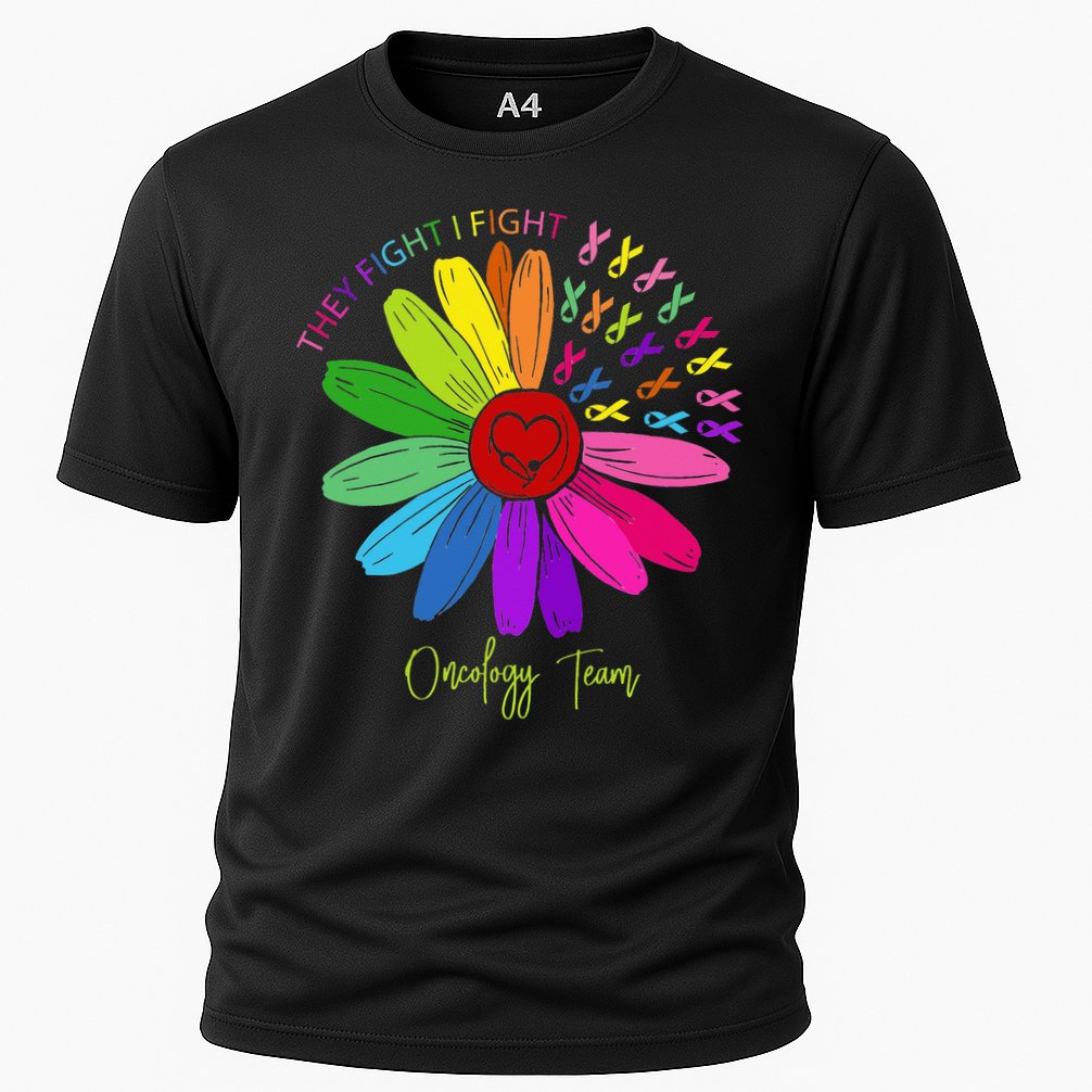 They Fight I Fight Oncology Team Sunflower Oncology Nurse Cooling Performance Crew T-Shirt