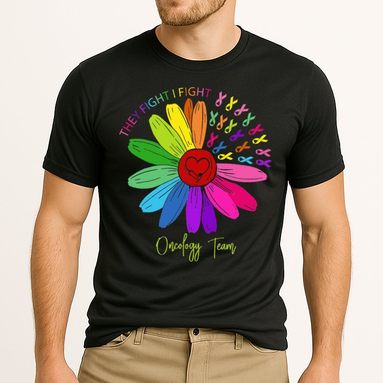 They Fight I Fight Oncology Team Sunflower Oncology Nurse Cooling Performance Crew T-Shirt