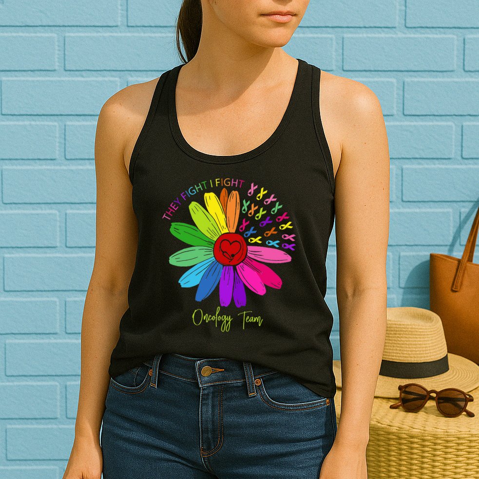 They Fight I Fight Oncology Team Sunflower Oncology Nurse Womens Tank Top