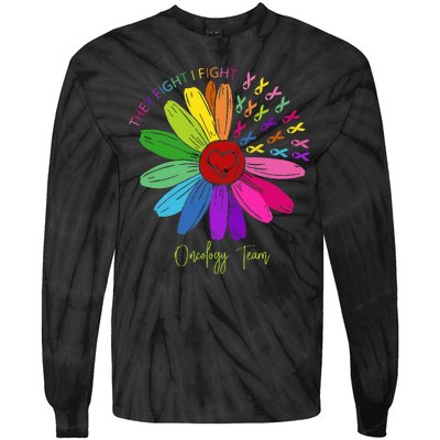 They Fight I Fight Oncology Team Sunflower Tie-Dye Long Sleeve Shirt