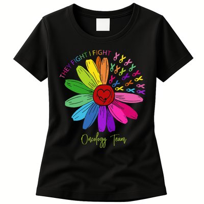 They Fight I Fight Oncology Team Sunflower Womens T-Shirt