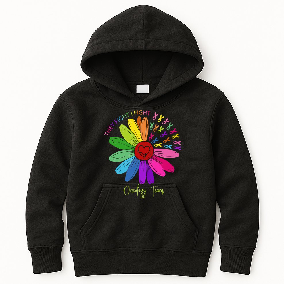 They Fight I Fight Oncology Team Sunflower Kids Hoodie