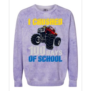 Truck Funny I Crushed 100 Days Of School Funny Gift Colorblast Crewneck Sweatshirt