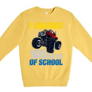 Truck Funny I Crushed 100 Days Of School Funny Gift Premium Crewneck Sweatshirt