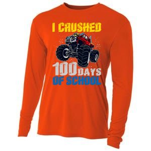 Truck Funny I Crushed 100 Days Of School Funny Gift Cooling Performance Long Sleeve Crew