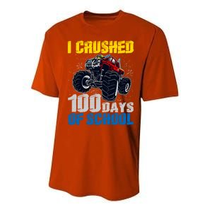 Truck Funny I Crushed 100 Days Of School Funny Gift Performance Sprint T-Shirt