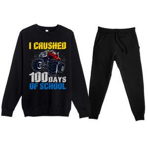 Truck Funny I Crushed 100 Days Of School Funny Gift Premium Crewneck Sweatsuit Set