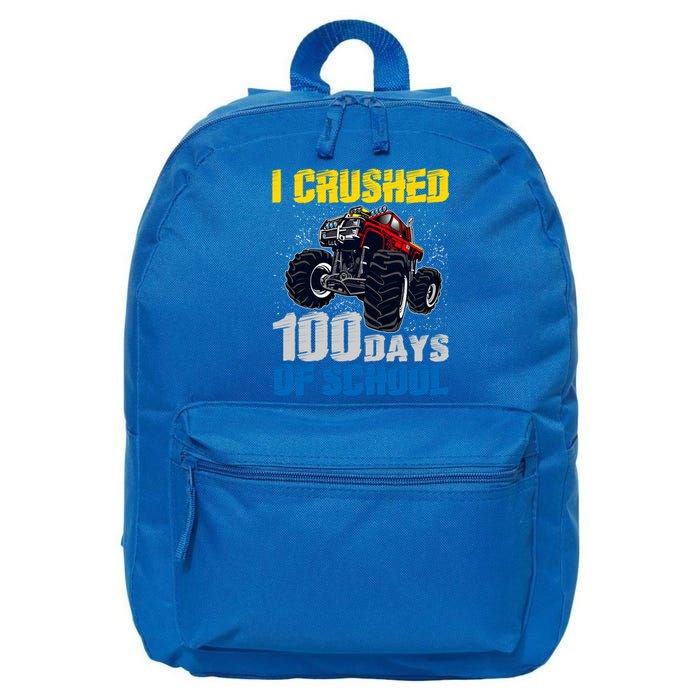 Truck Funny I Crushed 100 Days Of School Funny Gift 16 in Basic Backpack