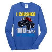 Truck Funny I Crushed 100 Days Of School Funny Gift Tall Long Sleeve T-Shirt