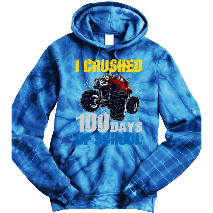 Truck Funny I Crushed 100 Days Of School Funny Gift Tie Dye Hoodie