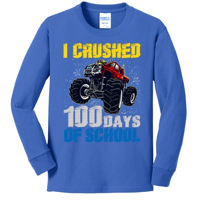 Truck Funny I Crushed 100 Days Of School Funny Gift Kids Long Sleeve Shirt