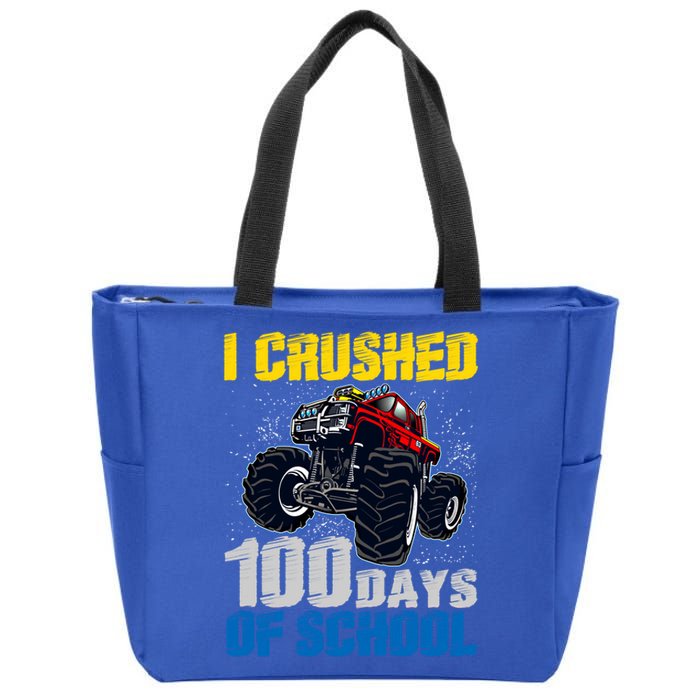 Truck Funny I Crushed 100 Days Of School Funny Gift Zip Tote Bag