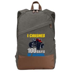 Truck Funny I Crushed 100 Days Of School Funny Gift Cotton Canvas Backpack