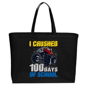 Truck Funny I Crushed 100 Days Of School Funny Gift Cotton Canvas Jumbo Tote