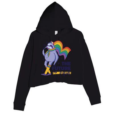 The Future Is Equal Sloth Pride Crop Fleece Hoodie