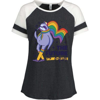 The Future Is Equal Sloth Pride Enza Ladies Jersey Colorblock Tee