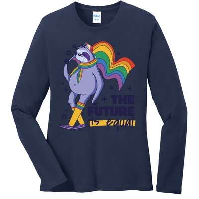 The Future Is Equal Sloth Pride Ladies Long Sleeve Shirt