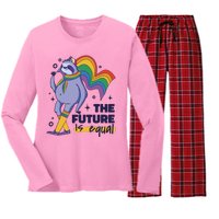 The Future Is Equal Sloth Pride Women's Long Sleeve Flannel Pajama Set 