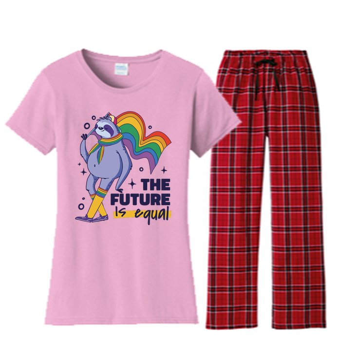 The Future Is Equal Sloth Pride Women's Flannel Pajama Set