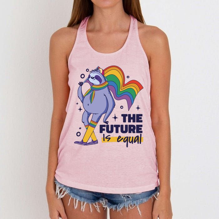 The Future Is Equal Sloth Pride Women's Knotted Racerback Tank