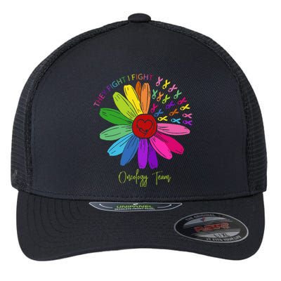 They Fight I Fight Oncology Team Sunflower Oncology Nurse Flexfit Unipanel Trucker Cap