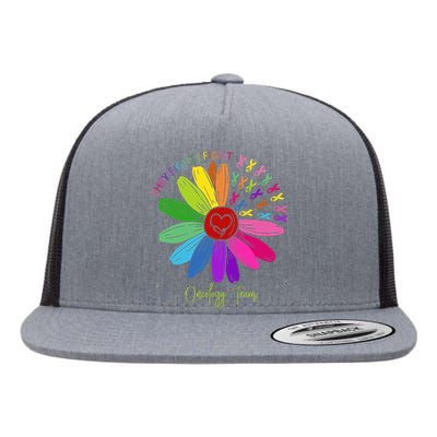 They Fight I Fight Oncology Team Sunflower Oncology Nurse Flat Bill Trucker Hat