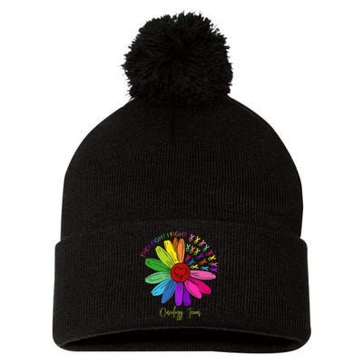 They Fight I Fight Oncology Team Sunflower Oncology Nurse Pom Pom 12in Knit Beanie