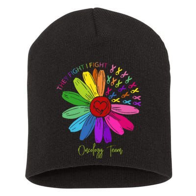 They Fight I Fight Oncology Team Sunflower Oncology Nurse Short Acrylic Beanie