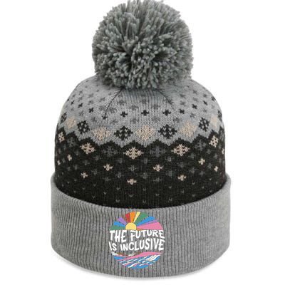 The Future Is Inclusive Rainbow Sunset Flowers Lgbtq Rights Gift The Baniff Cuffed Pom Beanie