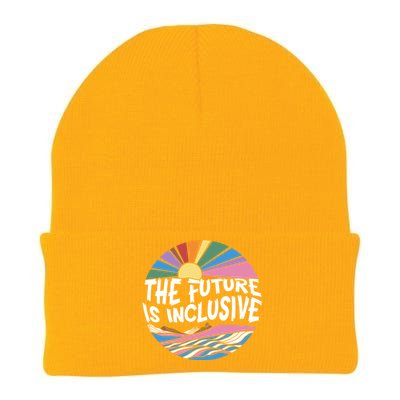 The Future Is Inclusive Rainbow Sunset Flowers Lgbtq Rights Gift Knit Cap Winter Beanie