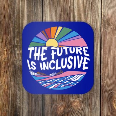 The Future Is Inclusive Rainbow Sunset Flowers Lgbtq Rights Gift Coaster