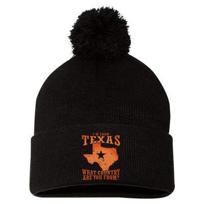 Texas Flag IM From Texas What Country Are You From Pom Pom 12in Knit Beanie