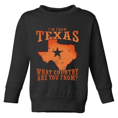 Texas Flag IM From Texas What Country Are You From Toddler Sweatshirt