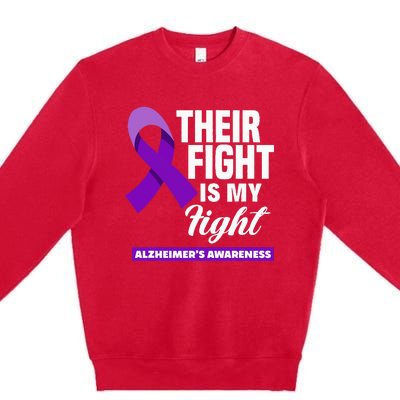 Their Fight Is My Fight Dementia Alzheimers Awareness Premium Crewneck Sweatshirt