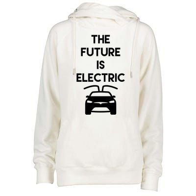 The Future Is Electric Car Womens Funnel Neck Pullover Hood